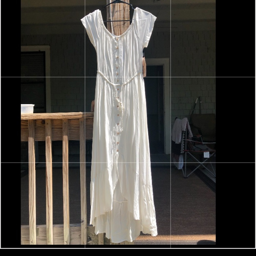 Maxi white dress off the shoulder